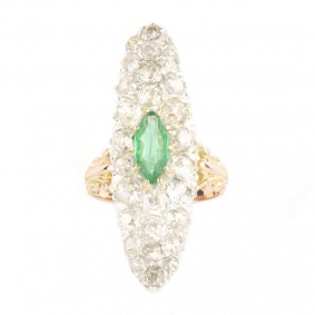 18k Rose Gold Diamond and Emerald Dress Ring 2.18ct
